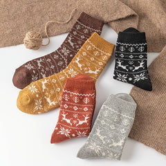 5 Pairs Thick Winter Crew Socks Cotton Blend Women's Stockings