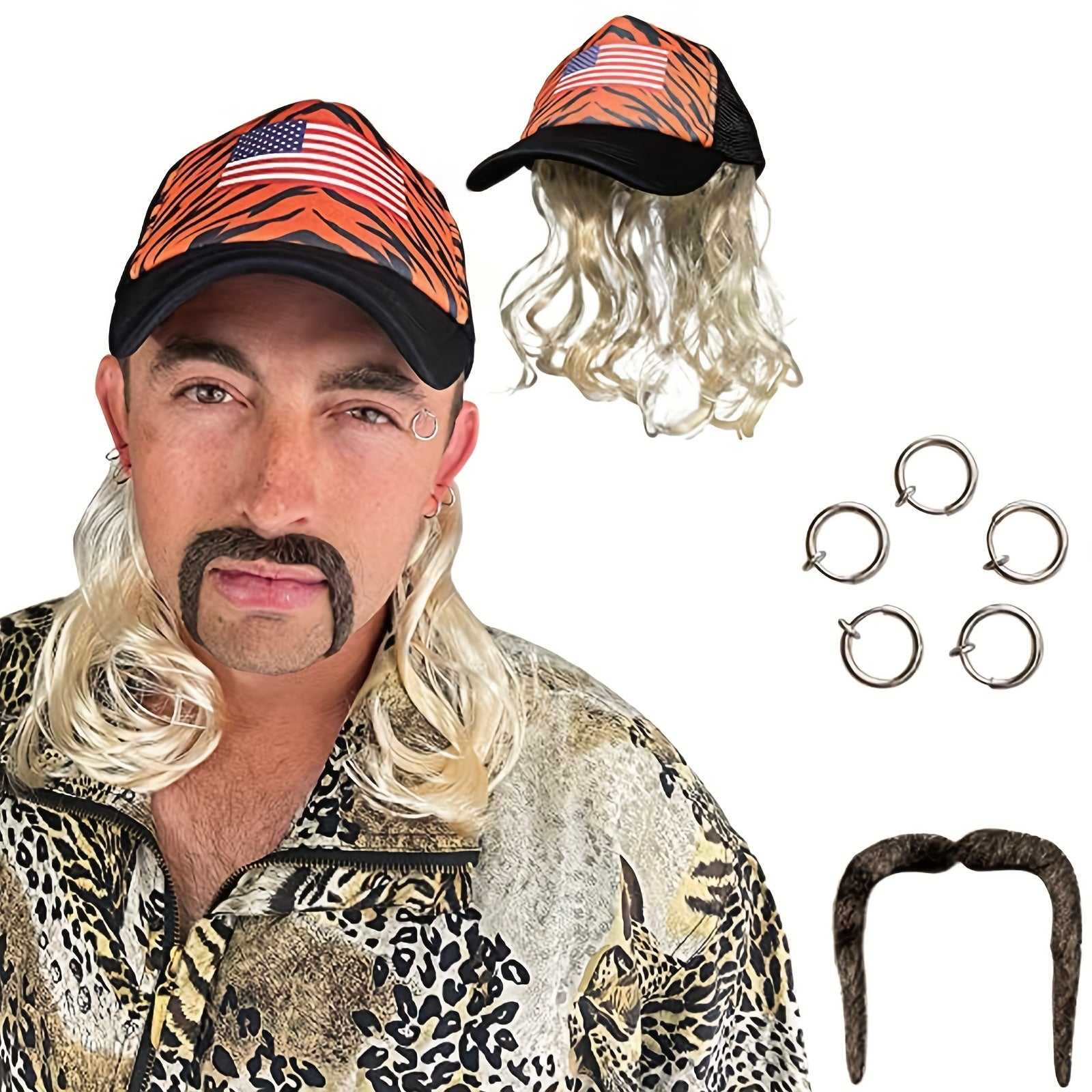 Halloween Wig Hat Men's Hat Dress Up Wig COSPLAY Baseball Hat