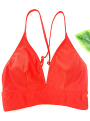 Criss Cross Back Bikini Top Wide Band Trim Triangle Beach Top