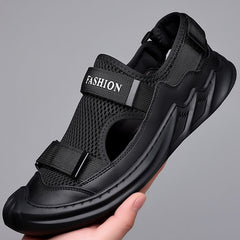 Men Letter Graphic Sport Sandals Hook and Loop Fastener Non-Slip Beach Shoes