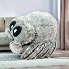 Gray Spider Plush Toy Soft Polyester Cartoon Doll Fluffy Eyes Legs Perfect Gift