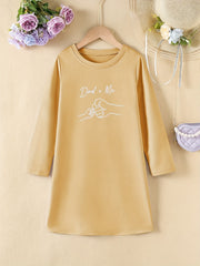 Girls Long Sleeve Midi Dress Crew Neck Casual Spring Fall Comfortable