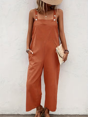 Wide Leg Casual Overall Jumpsuit with Pockets