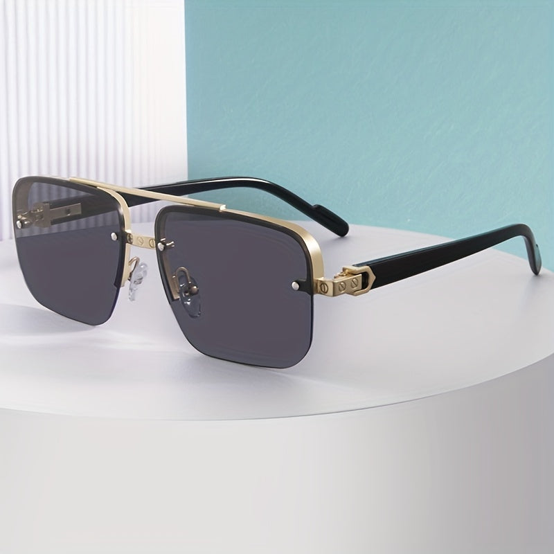 Half Frame Cut Edge Sunglasses Square Frame Sports Glasses Men's Glasses Case