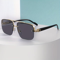 Half Frame Cut Edge Sunglasses Square Frame Sports Glasses Men's Glasses Case