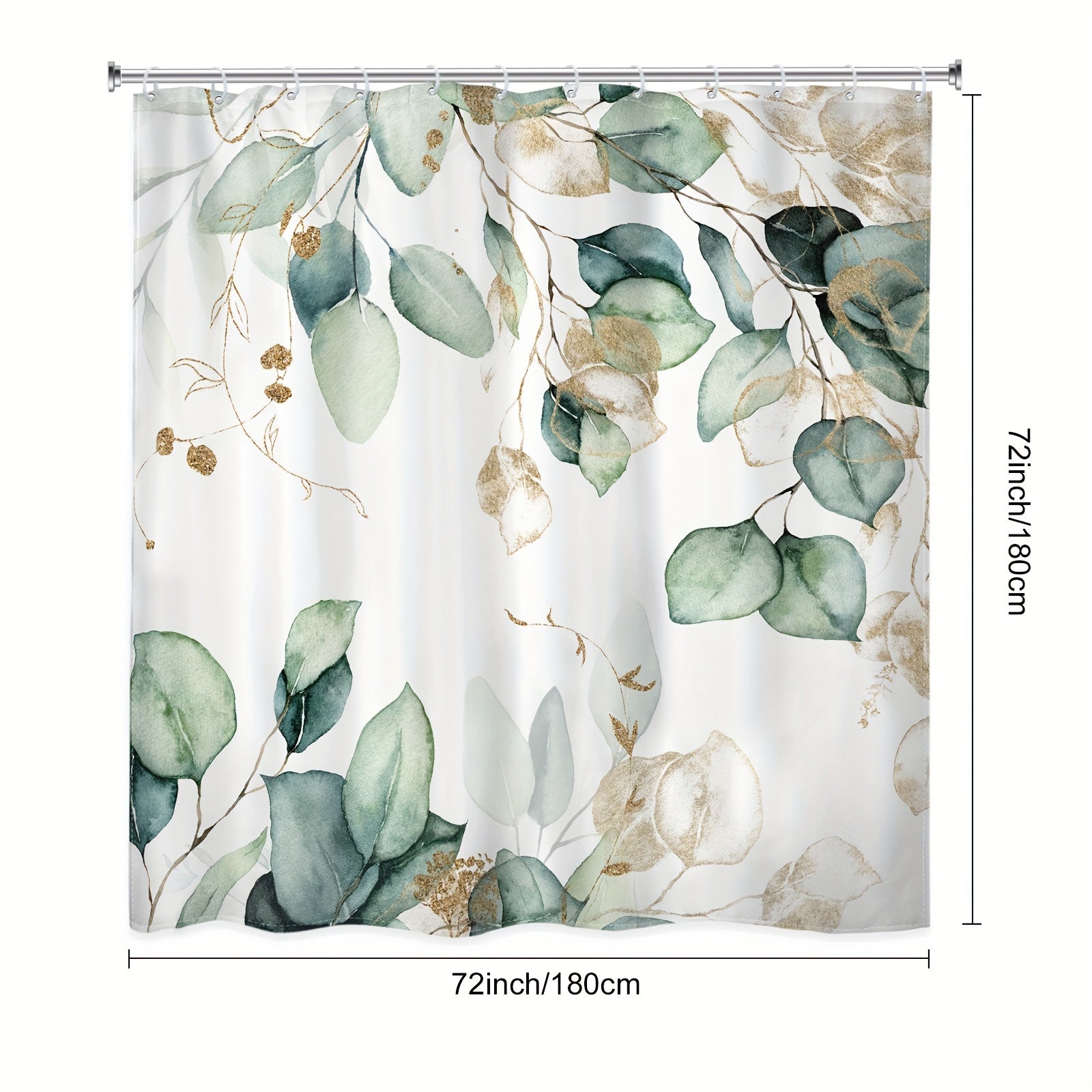 Polyester Eucalyptus Leaf Green Plant Shower Curtain - 70.87 inches