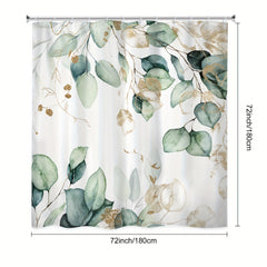 Polyester Eucalyptus Leaf Green Plant Shower Curtain - 70.87 inches