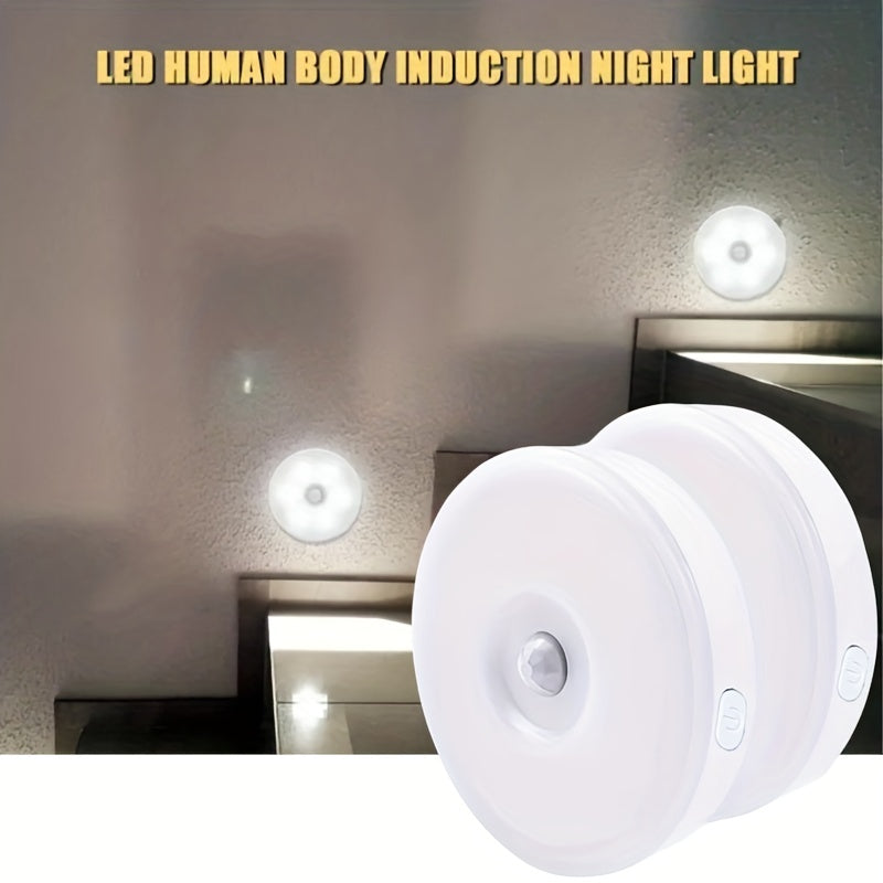 8 LED Rechargeable Motion Sensor Night Light Round Step Lamp
