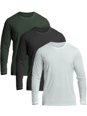 3pcs Mens Quick Dry Long Sleeve T Shirt Moisture Wicking Casual Workout