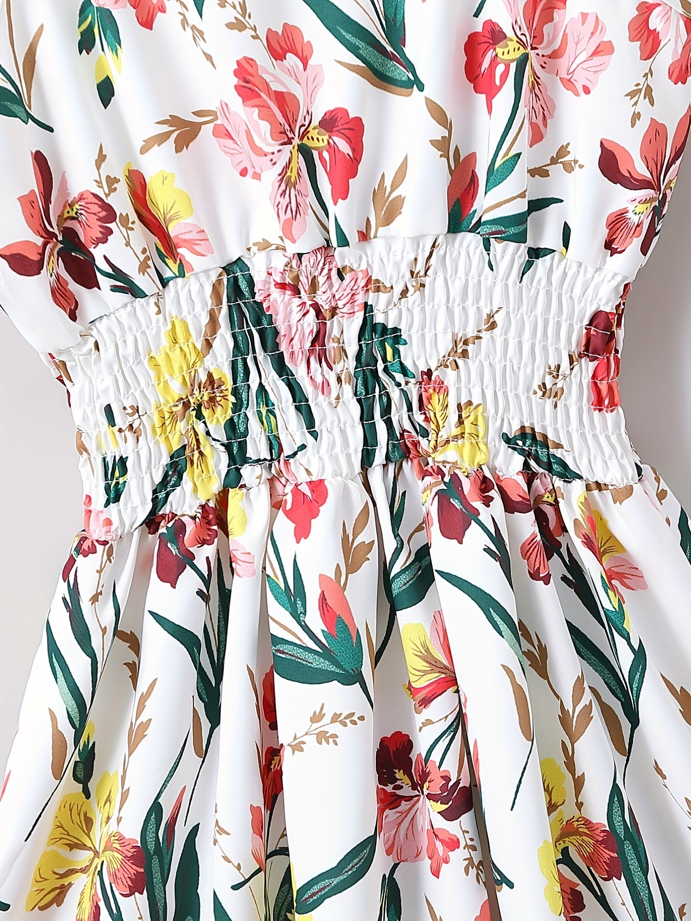 Girls Sling Dress Flower Casual Shirred Camisole Dress