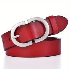Vintage Solid Casual Waistband Double Pin Buckle Leather Belt for Women