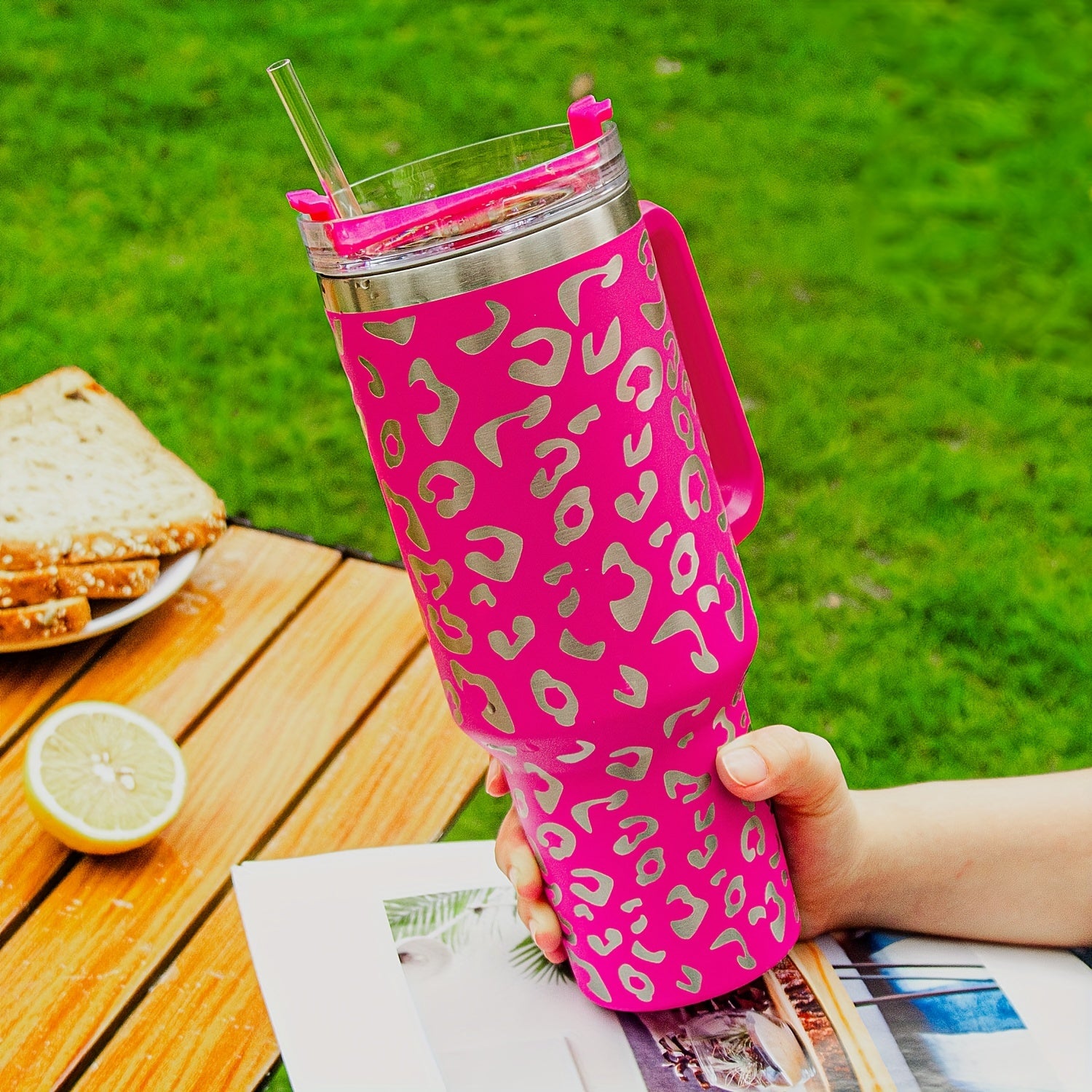 Leopard Printed 40oz Stainless Steel Water Bottle Leakproof Insulated
