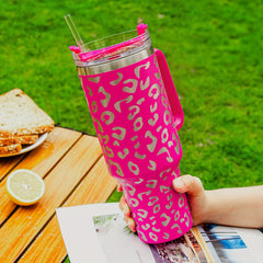 Leopard Printed 40oz Stainless Steel Water Bottle Leakproof Insulated