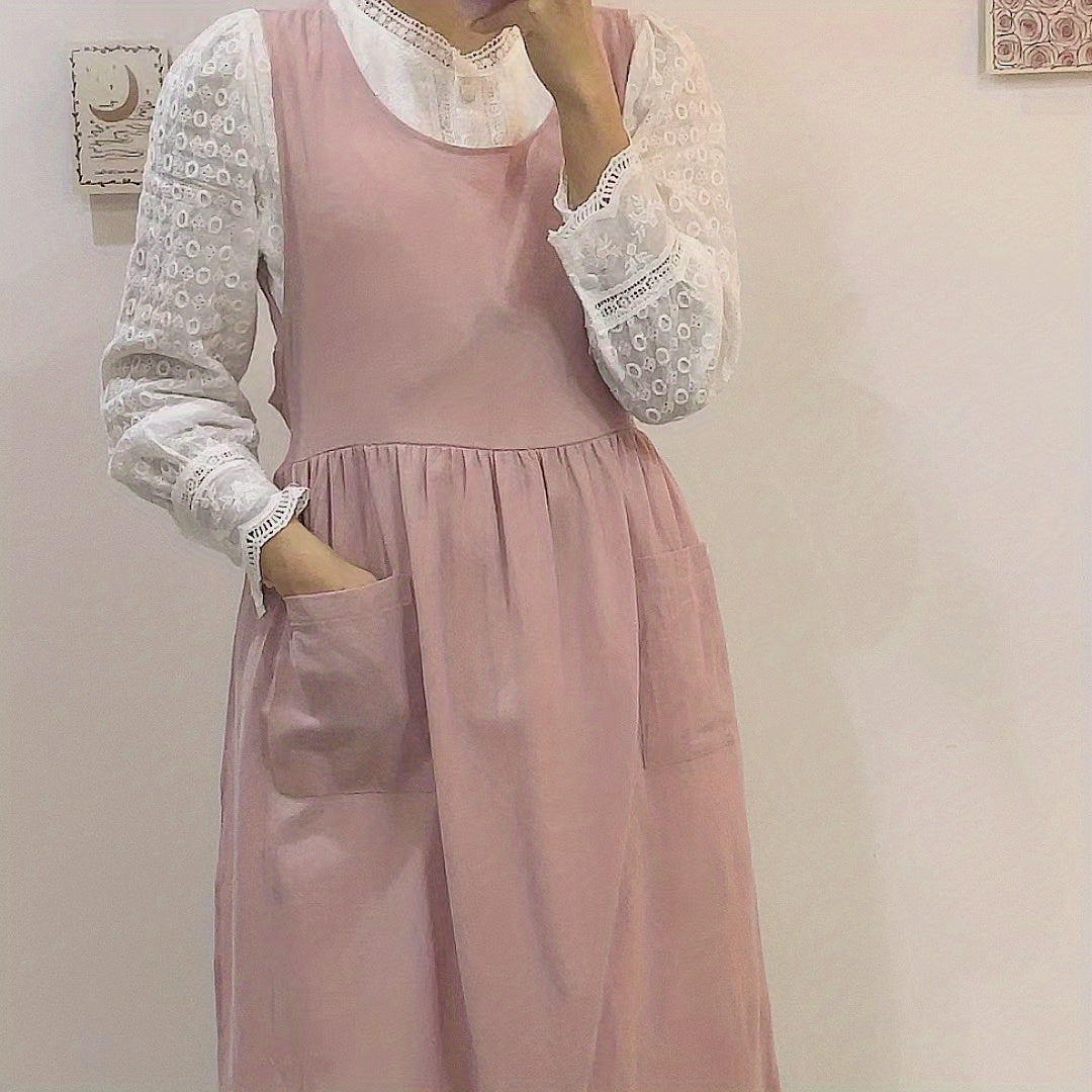 Apron Front & Rear 2-Pieces with Slit for Baking Milk Tea Barista Bib