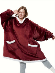 Fleece Hooded Lounge Robe with Pockets