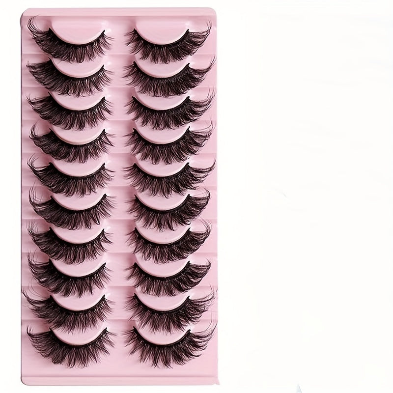 10 Pairs Fox Eye Lashes Layer Thick Volume Faux Mink Lashes 8D Cat Eye Lashes