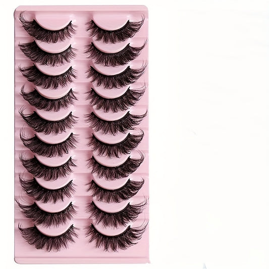 10 Pairs Fox Eye Lashes Layer Thick Volume Faux Mink Lashes 8D Cat Eye Lashes
