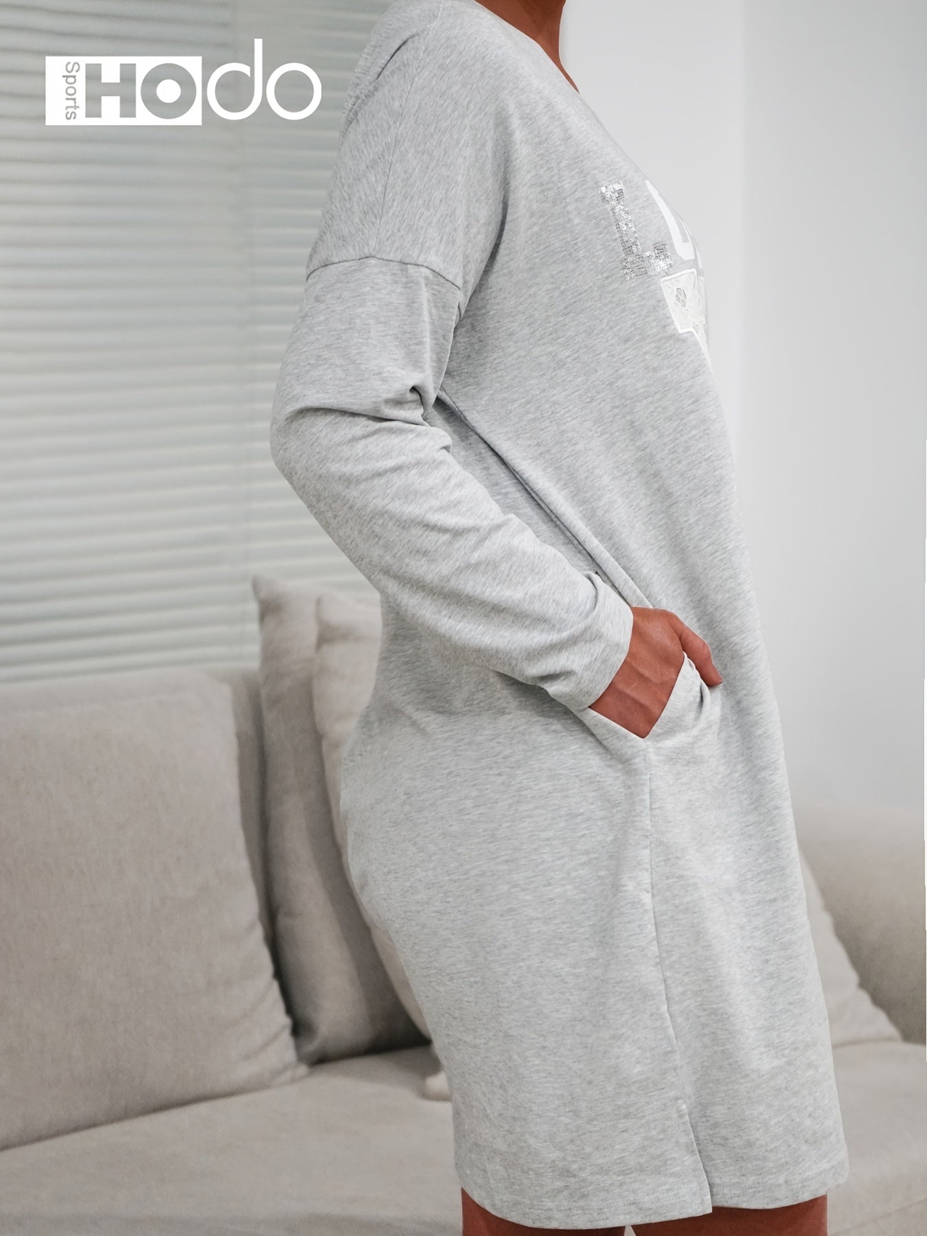 Casual Soft Nightdress Long Sleeve Cotton Sleepwear Dress