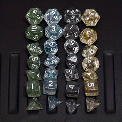 28pcs 4sets Acrylic Golden Foil Board Game Dice Polyhedral Table RPG Dice