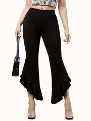 Frill Trim Wide Leg Bootcut Yoga Leggings Flared Pants