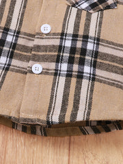 2pcs Baby Boys Plaid Bowtie Shirt & Suspender Shorts Gentleman Outfit