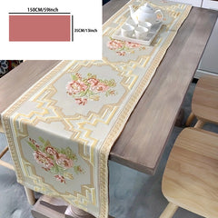 Embroidered Table Flag Square Polyester Flowers Table Runners