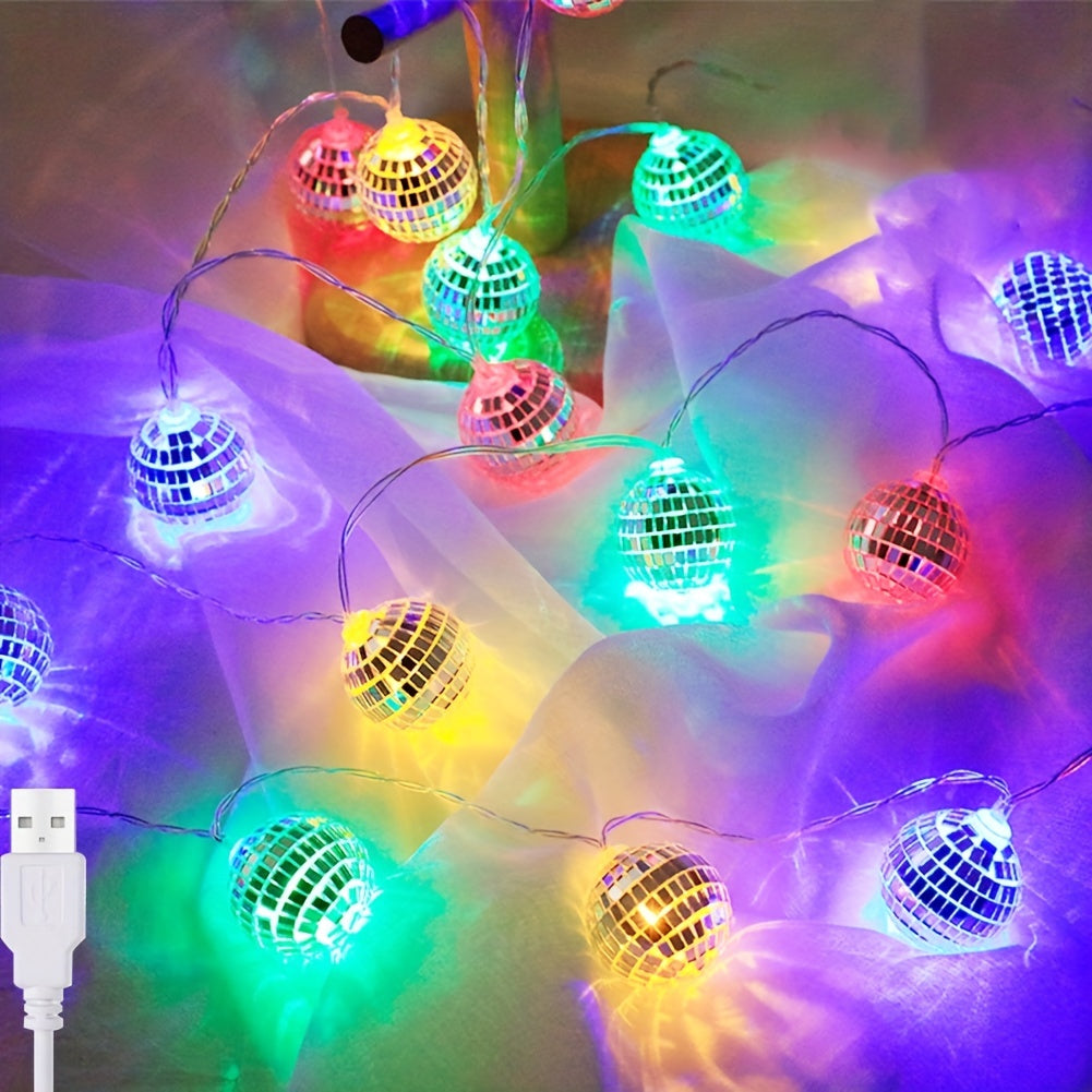 Disco Mirror Ball String Lights - 20 LED Reflective Bright Lamp