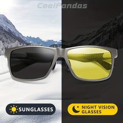 Carbon Fiber Photochromic Polarized Sunglasses Safe Driving Sun Glasses