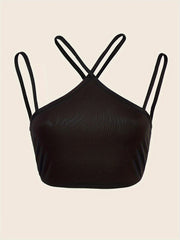 Solid Halter Sleeveless Cami Top