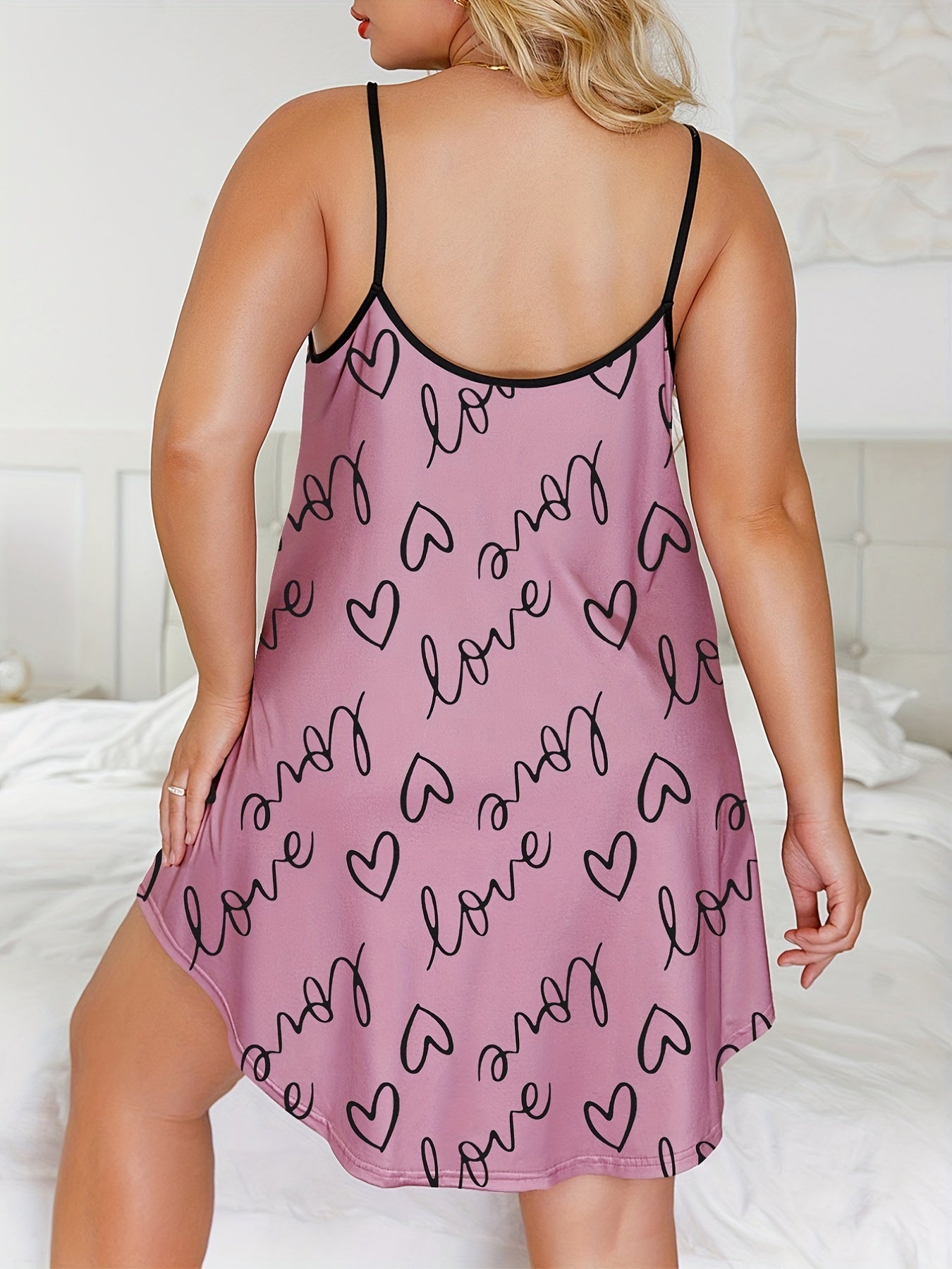 Casual Nightdress Women's Plus Letter Print Round Neck Cut Out...