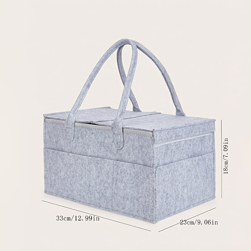 Foldable Flip Top Felt Mommy Diaper Storage Bag with Multiple Compartments