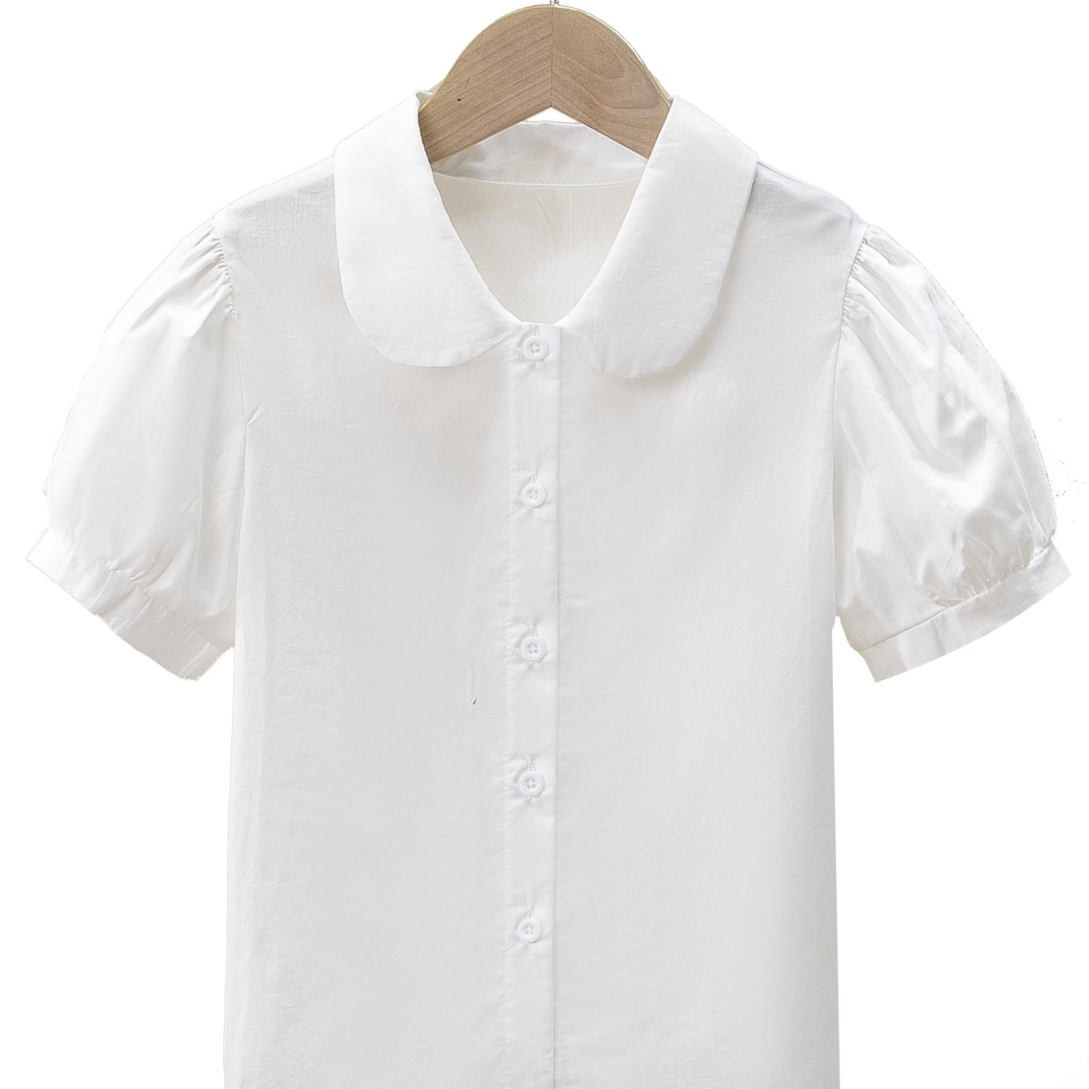 Girls Preppy Round Collar Shirt School Uniform Top