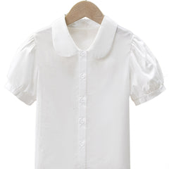 Girls Preppy Round Collar Shirt School Uniform Top