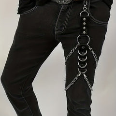 Men's PU Leather Leg Ring Hanging Pants Chain Belt Binding Suspenders