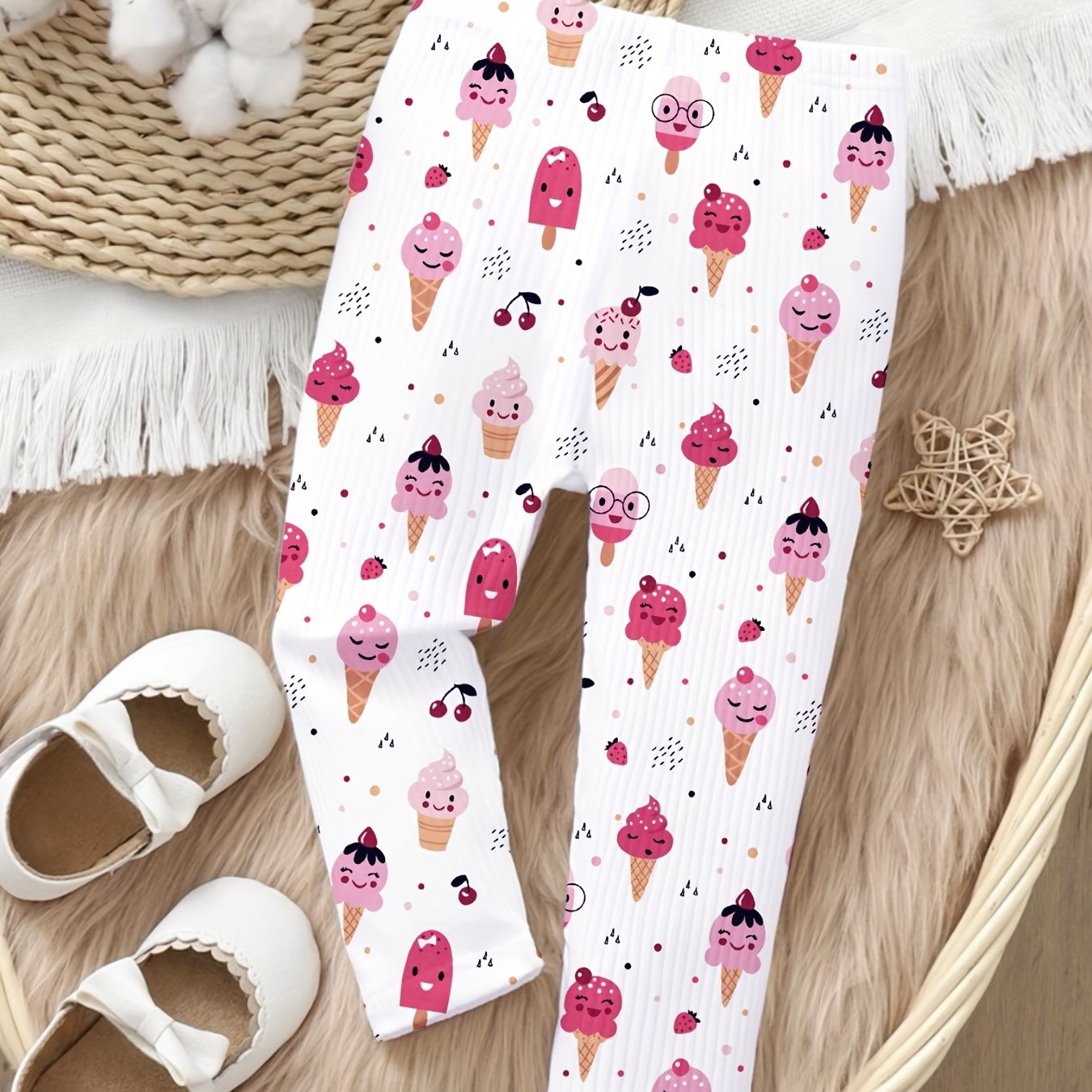 Pastry Graphic Baby Girls Leggings Casual Pants