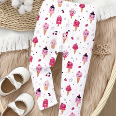 Pastry Graphic Baby Girls Leggings Casual Pants