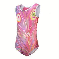 Girls Stretchy Gymnastics Sleeveless Workout Outfit