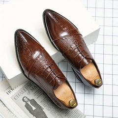 Men's Embossed Scale Pattern Lace Up Dress Shoes