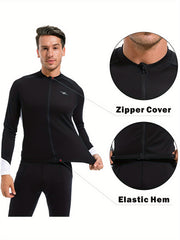 Men's Outdoor Sports Block Zipper Shirt Long-sleeved Top