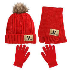Kids Autumn Winter Hat Scarf Gloves Set