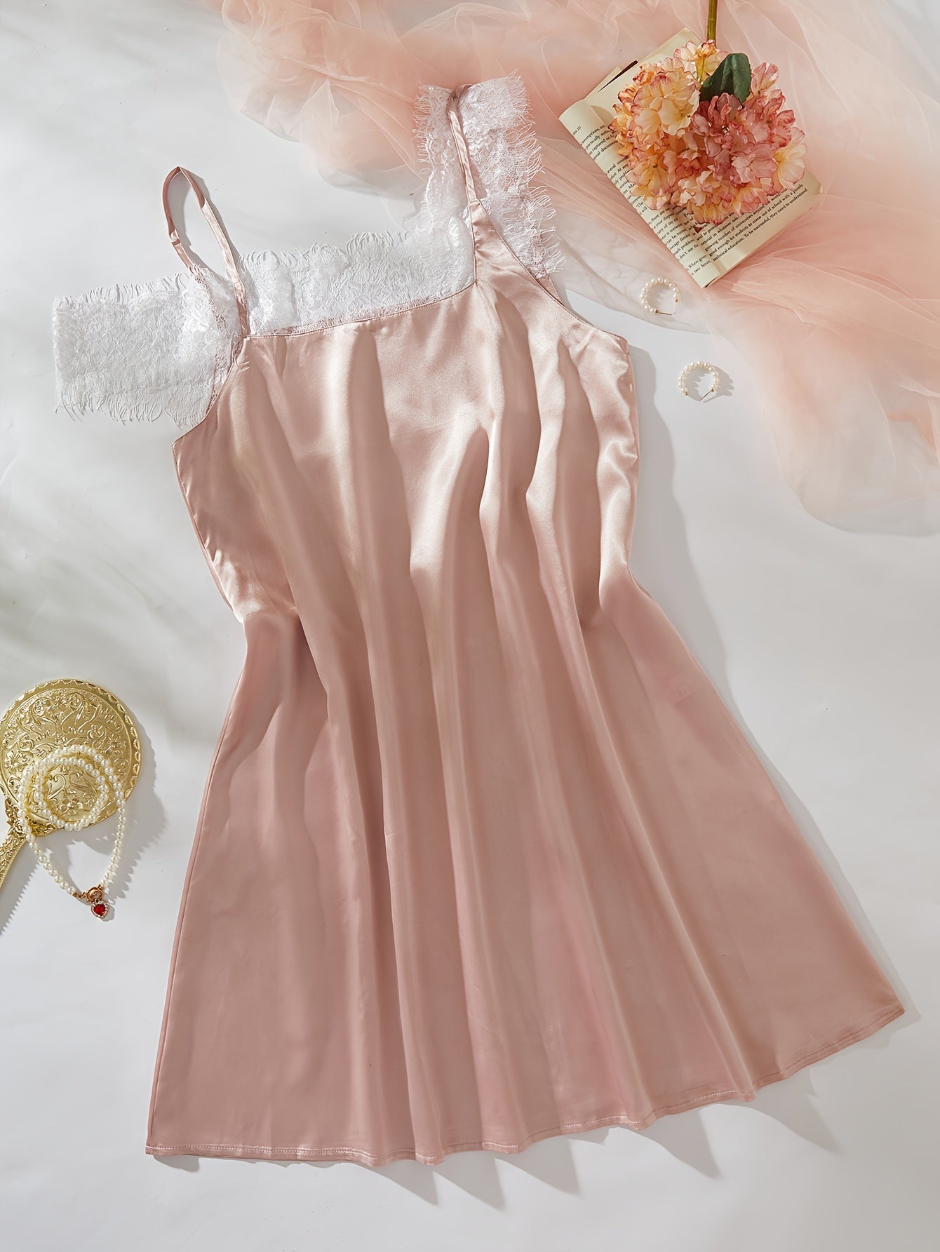 Lace Stitching Split Nightdress Women's Sleepwear
