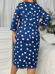 Plus Heart & Dot Print Tie Front Tee Sleep Dress