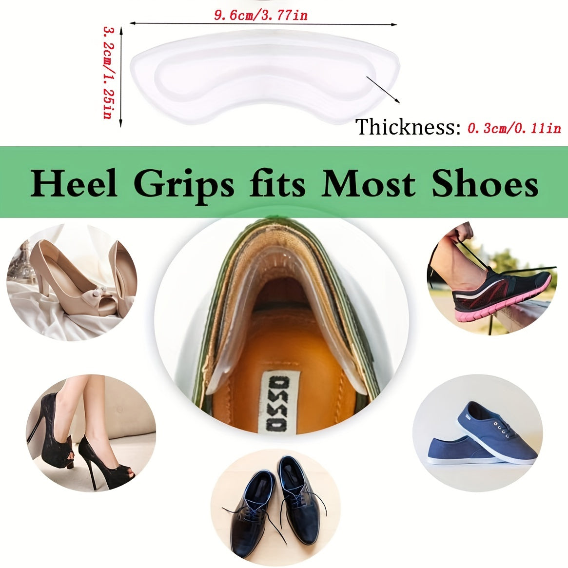Heel Grips Gel Heel Liners Non Slip Grip Clear 1 Pair