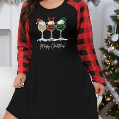 Christmas Loungewear Dress with String Lights & Goblet