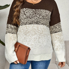 Colorblock Crew Neck Sweater Long Sleeve Pullover Jumper