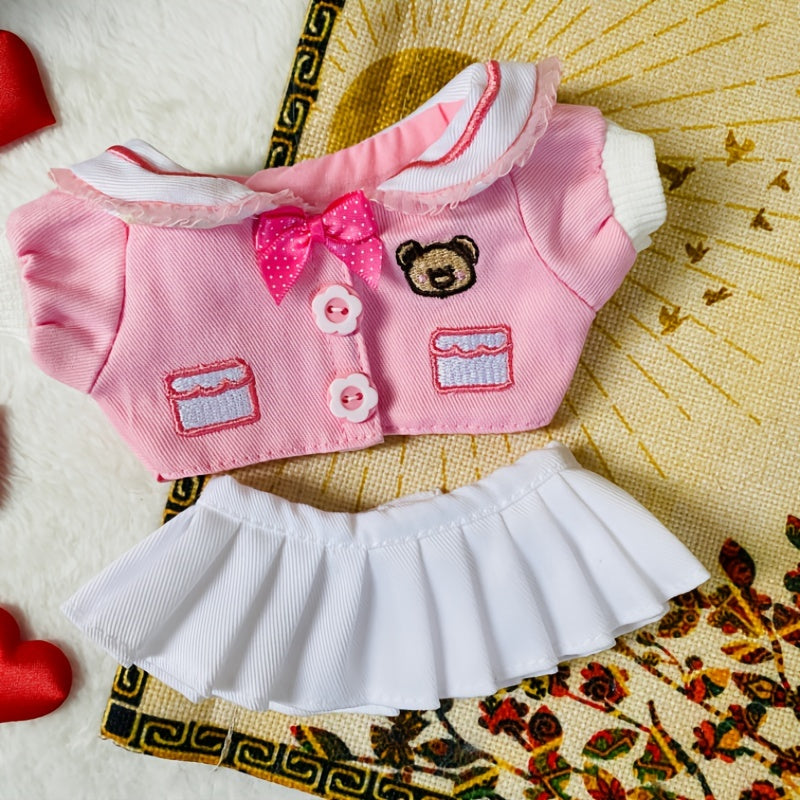 Cartoon Doll Accessories: Uniform Top, Skirt, Shoe, Camera