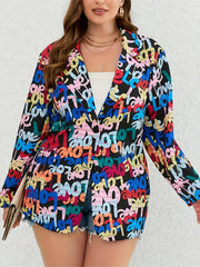 Casual Allover Letter Print Blazer