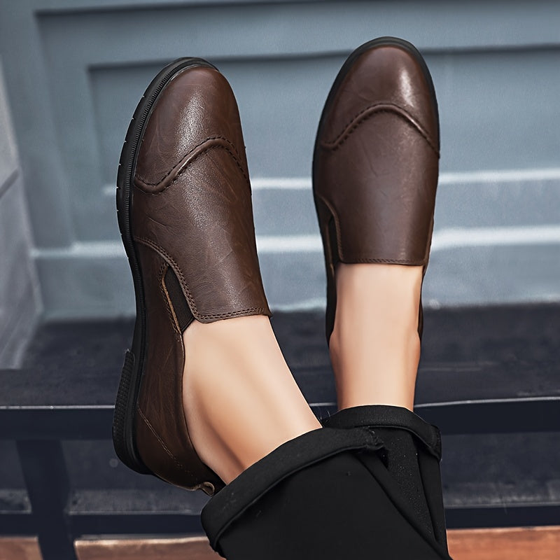 Men Leather Loafer Shoes Slip On Lightweight Dress Shoes Durable
