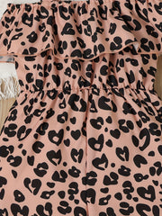 Girls Summer Leopard Print Sleeveless Jumpsuit Ruffle Outfit