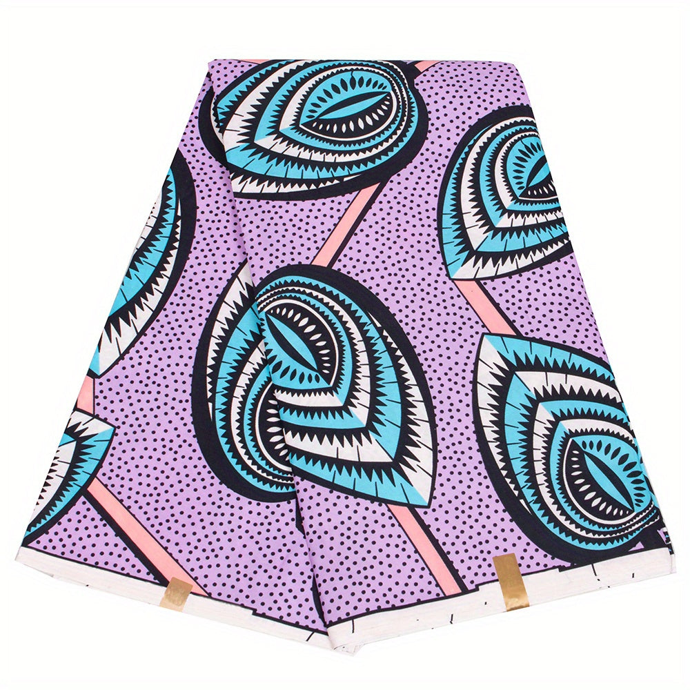 6 Yards African Wax Dye Fabric Pastel Purple Polyester Material